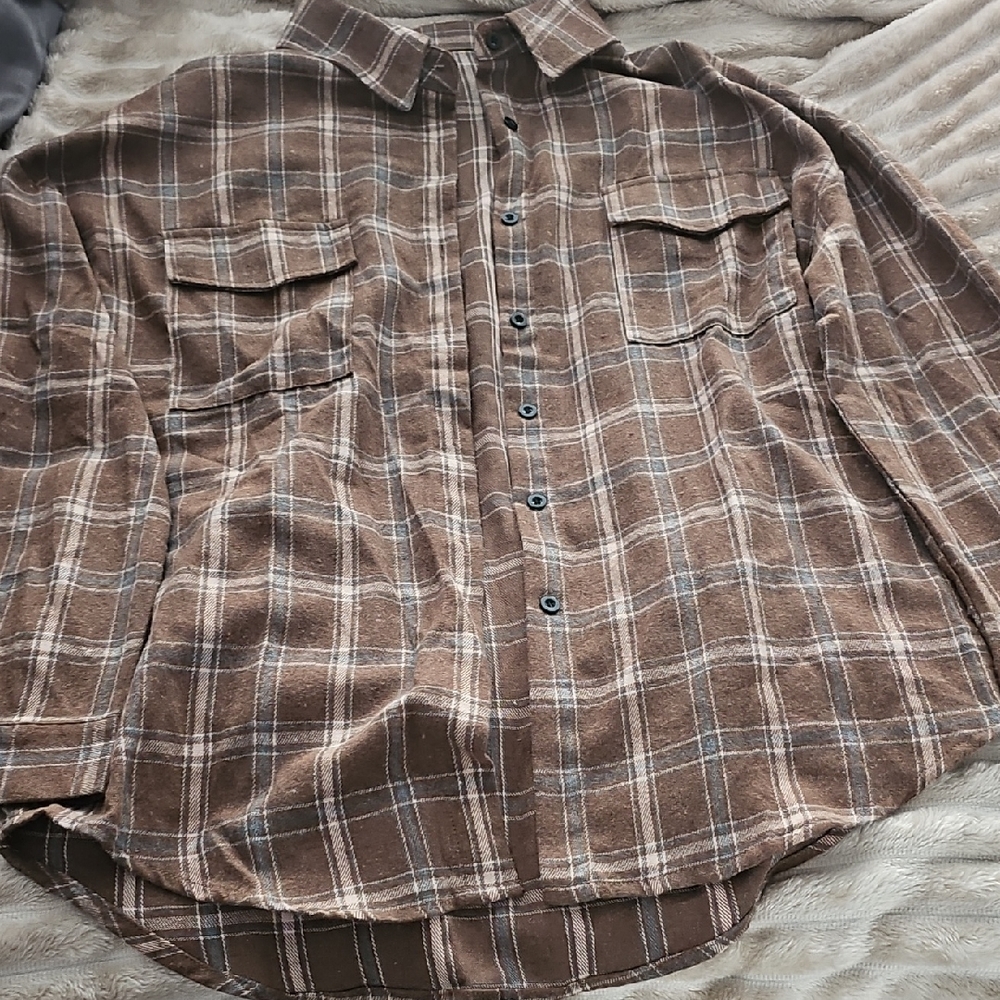 Women's Brown Plaid Shirt
